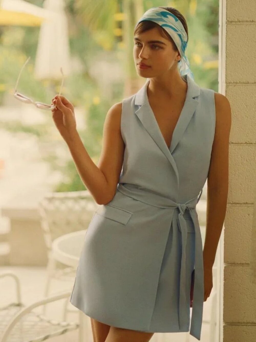 Blue sleeveless vest mini dress from Anthropologie